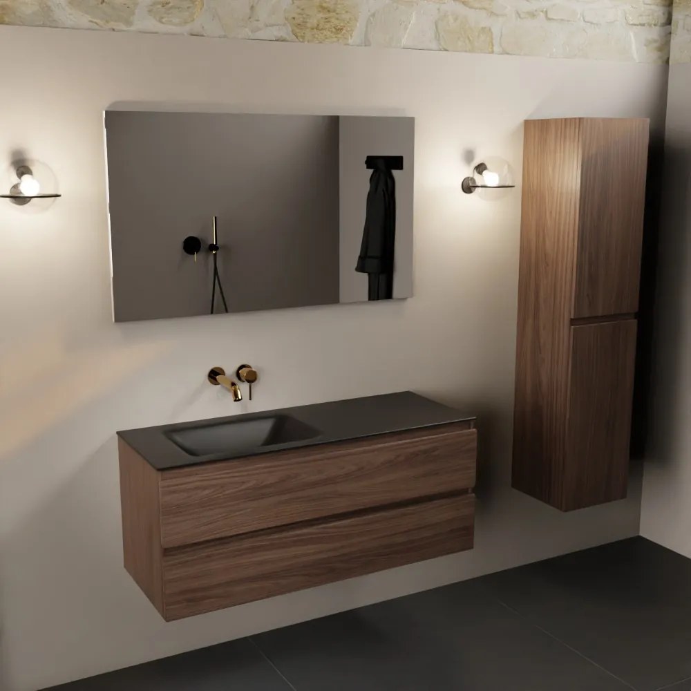 Mondiaz Aivy badmeubel 120cm mocha met wastafel solid surface urban links zonder kraangat