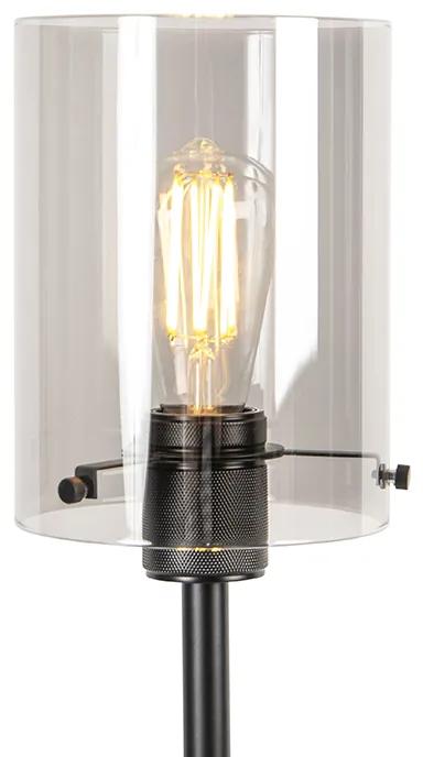 Design vloerlamp zwart met smoke glas - Dome Design E27 Binnenverlichting Lamp