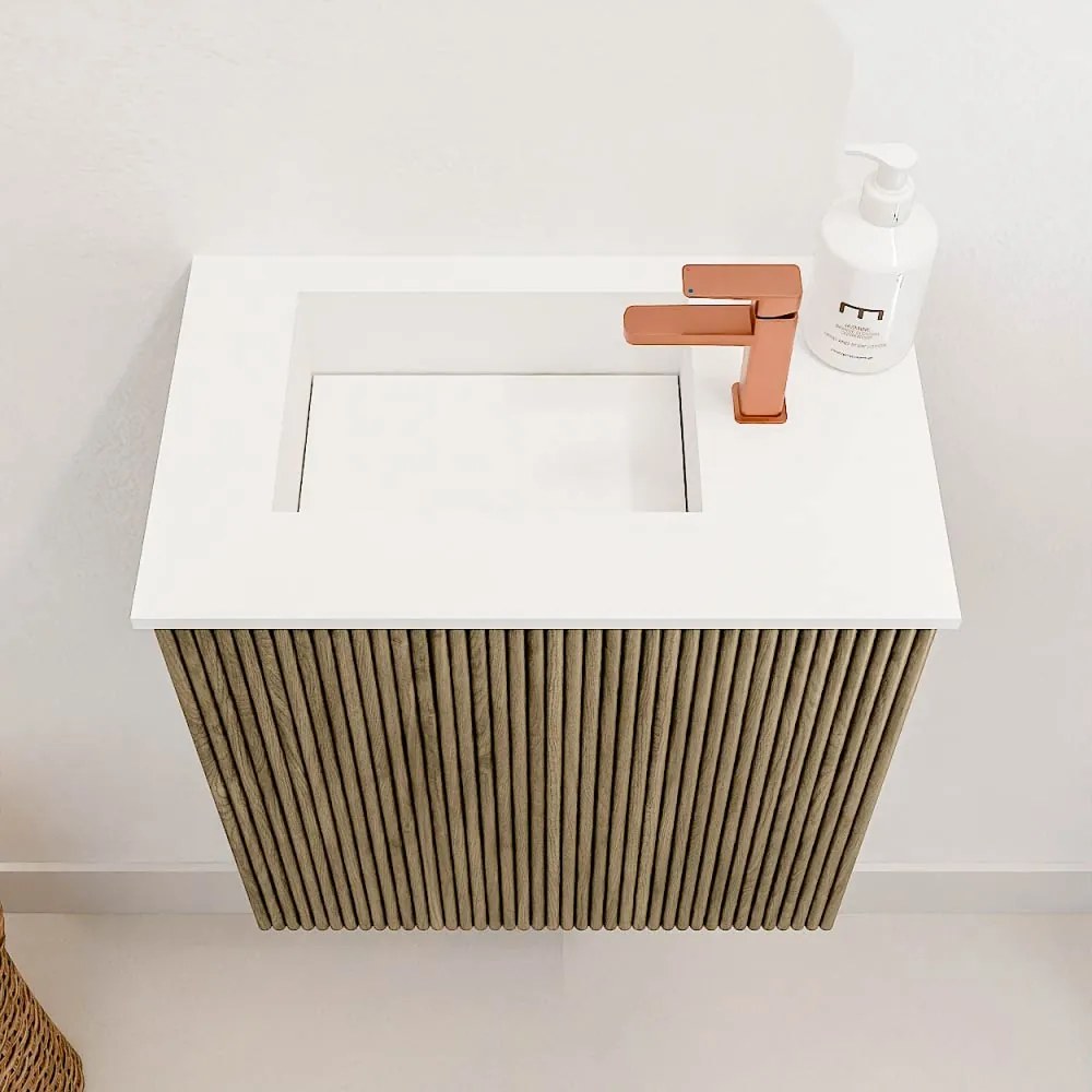 Mondiaz Joya 40cm toiletmeubel dusk met wastafel faye links 1 kraangat talc