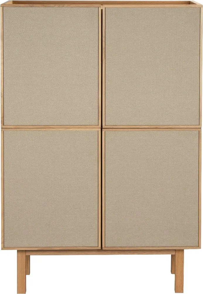 Eiken Wandkast Met Stoffen Deuren - 80x40x120cm.