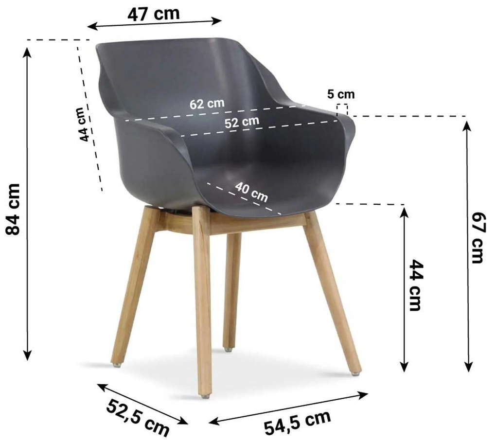 Tuinset Ronde Tuintafel 4 personen 120 cm Kunststof Grijs  Hartman Sophie