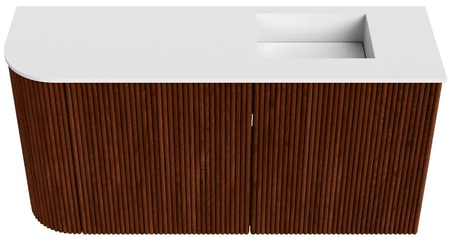 Mondiaz Joya 80cm toiletmeubel ronding links ruby met wastafel faye rechts zonder kraangat talc