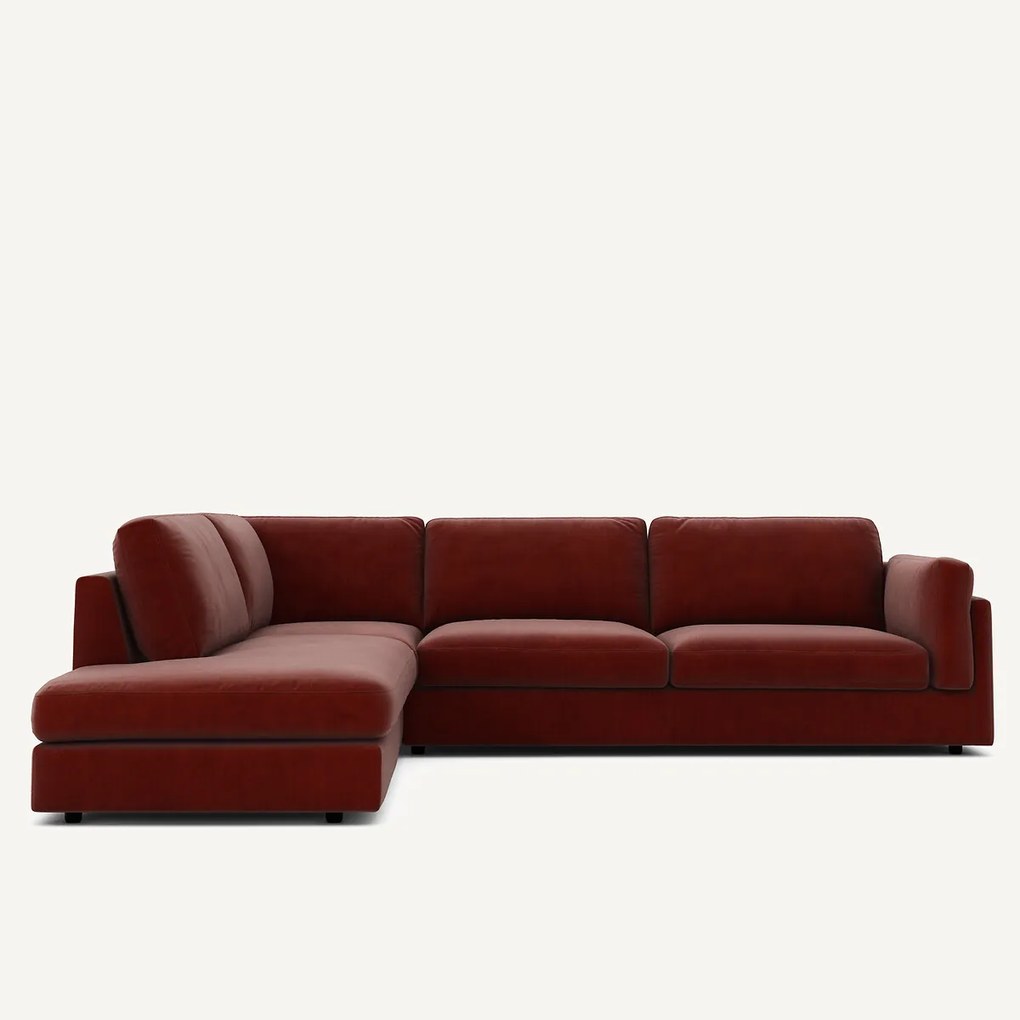 Omvormbare bank met hoek en longchair, fluweel, CÉSAR