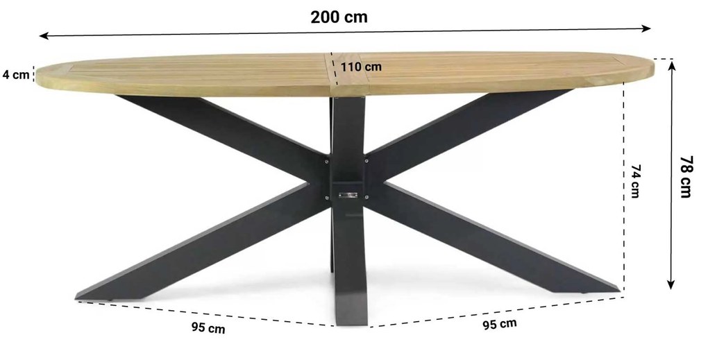 Tuinset 4 personen 200 cm Aluminium Grijs Lifestyle Garden Furniture Alessio/Brookline