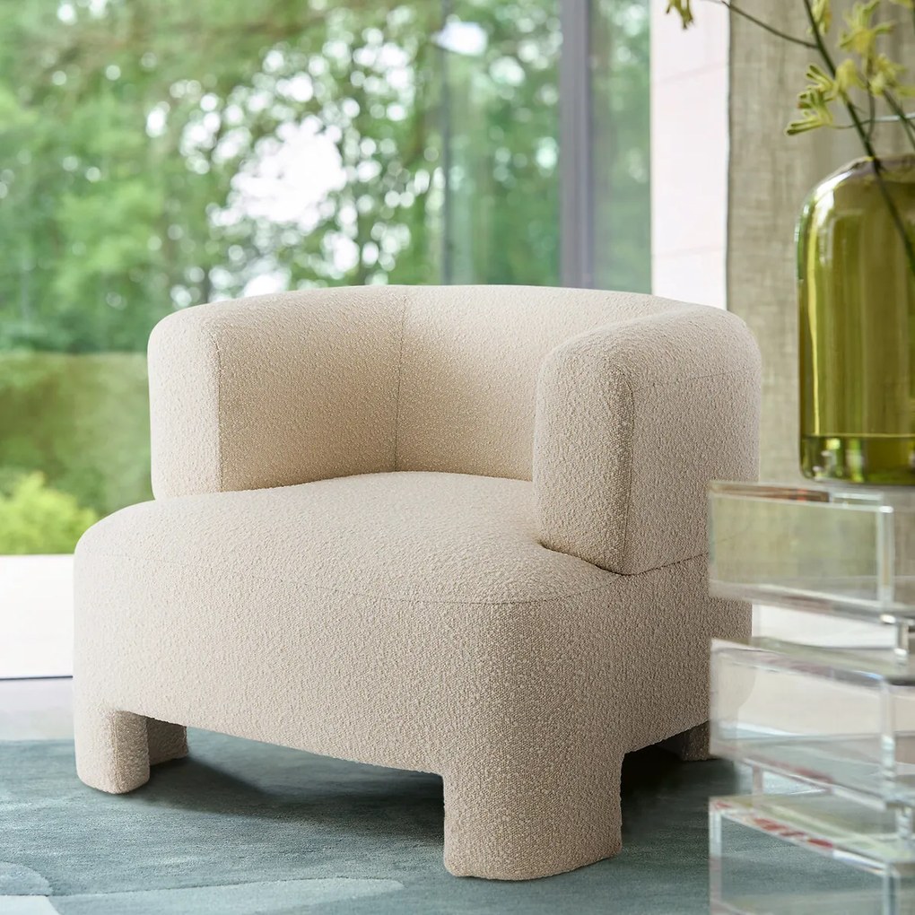 Fauteuil groot model, bouclette stof, Darrel