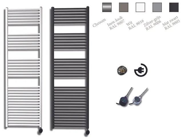 Sanicare Elektrische Design Radiator - 172 x 45 cm - 920 Watt - thermostaat zwart linksonder - zilver grijs HRLEZ 451720/Z