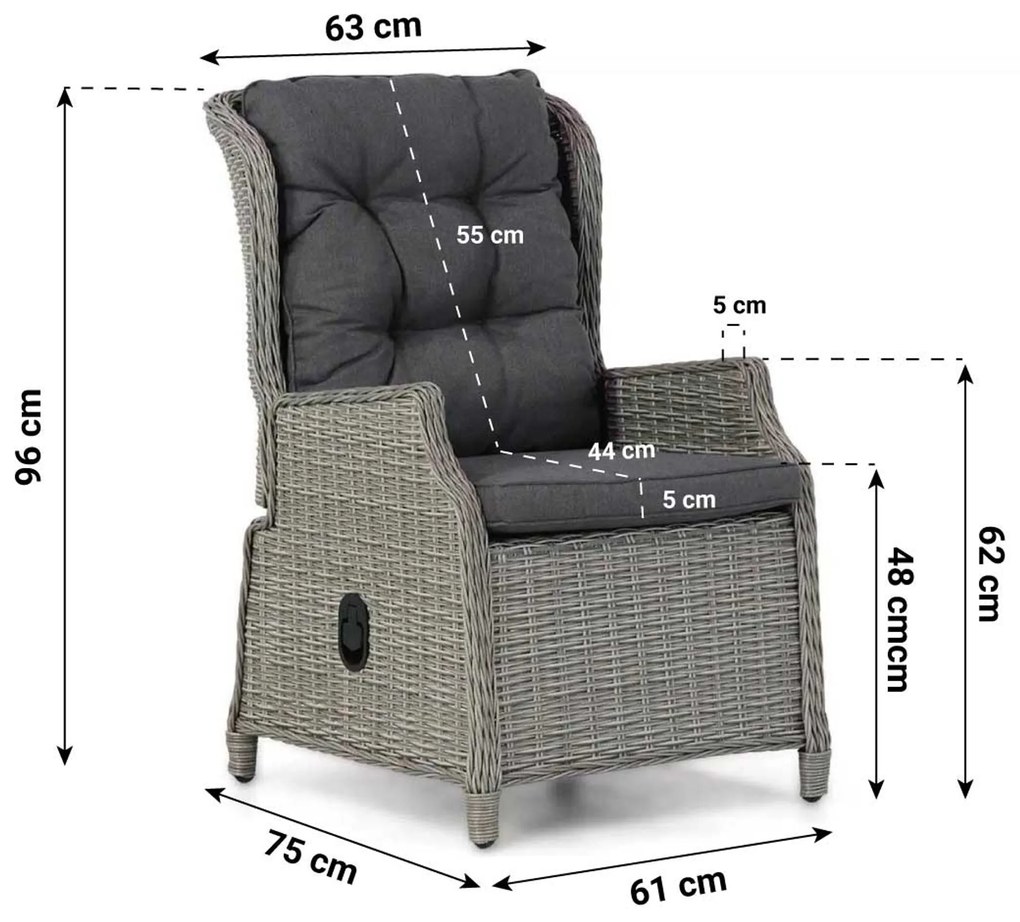 33% korting |  Verstelbare Tuinstoel Wicker Grijs-antraciet Garden Collections Edingburgh