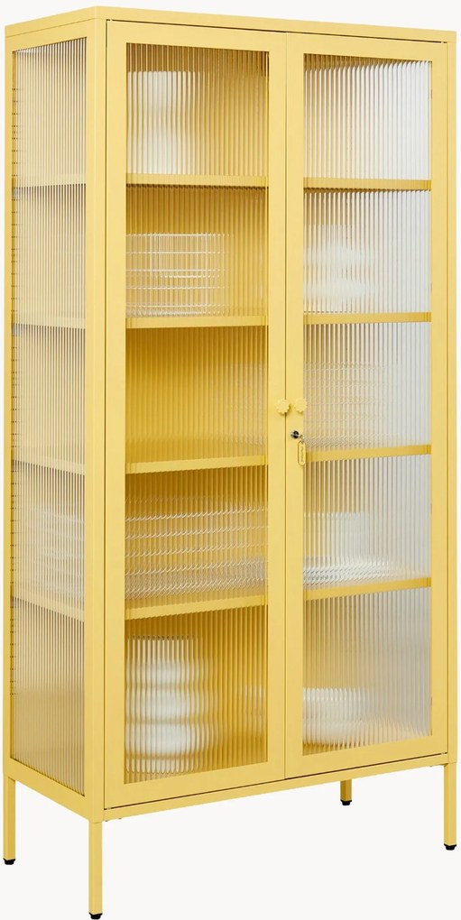 Metalen vitrinekast The Collector met gefacetteerd glas