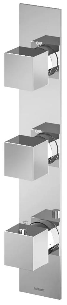 Douchethermostaat Hotbath Bloke Inbouw 2 Stopkranen Verticaal Geborsteld Nikkel