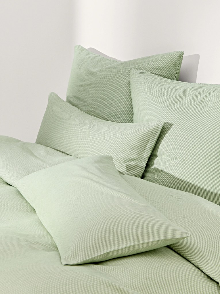 Flanellen dekbedovertrek Javon met fijne strepen