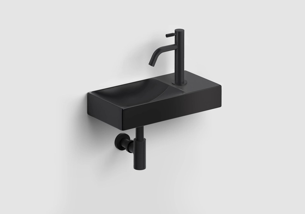 Clou Vale keramische fontein 38cm zwart mat met Freddo toiletkraan zwart mat