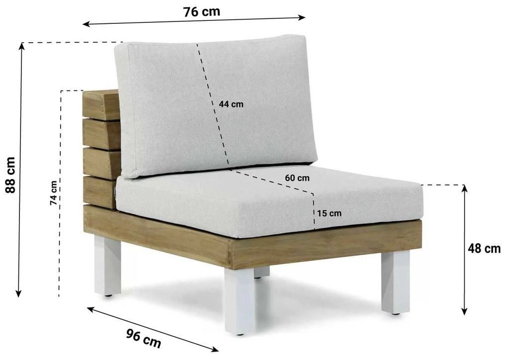Hoek loungeset 7 personen Teak Old teak greywash Lifestyle Garden Furniture Seashore/Brighton