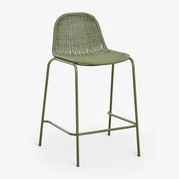 Stapelbare Hoge Kruk Van Synthetisch Riet Reiven ↑65 Cm & Groen – Intens Olijf - Sklum