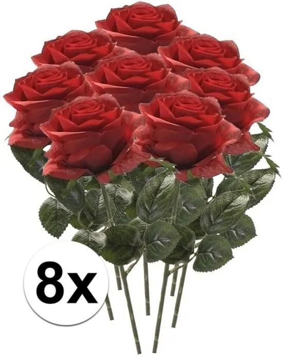 Kunstbloem roos Simone rood 45 cm 8 stuks
