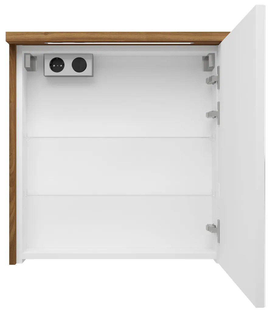Fontana Grado spiegelkast met verlichting 60cm 1 deur walnoot
