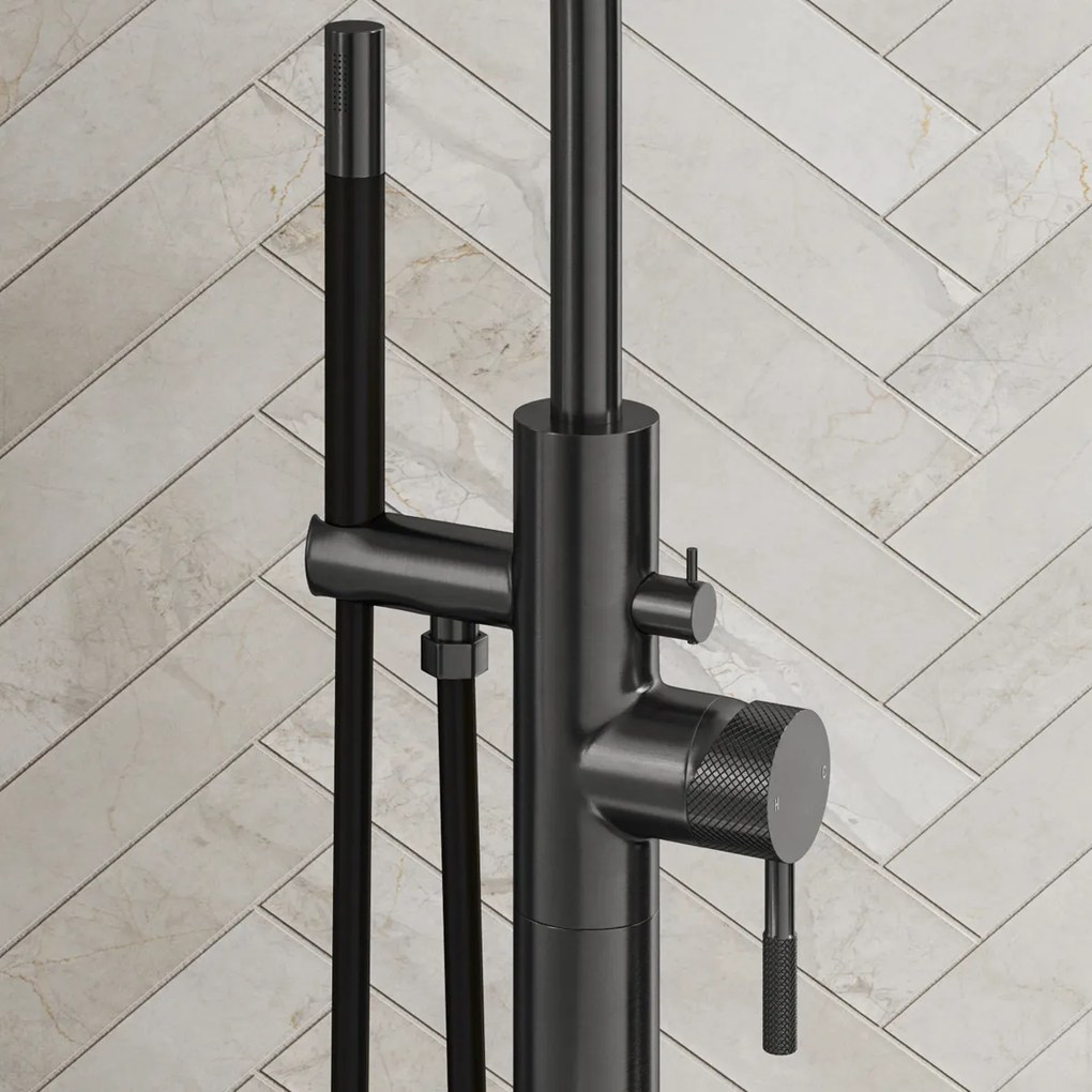 Saniclear Iron Curved Pro vrijstaande badkraan verouderd ijzer - gunmetal