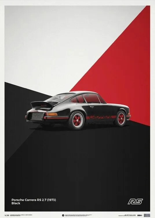 Kunstdruk Porsche 911 RS - Black - Limited Poster, Automobilist