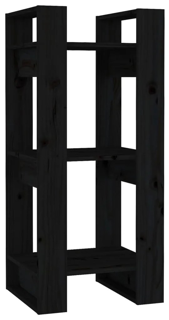 vidaXL Boekenkast/kamerscherm 41x35x91 cm massief grenenhout zwart
