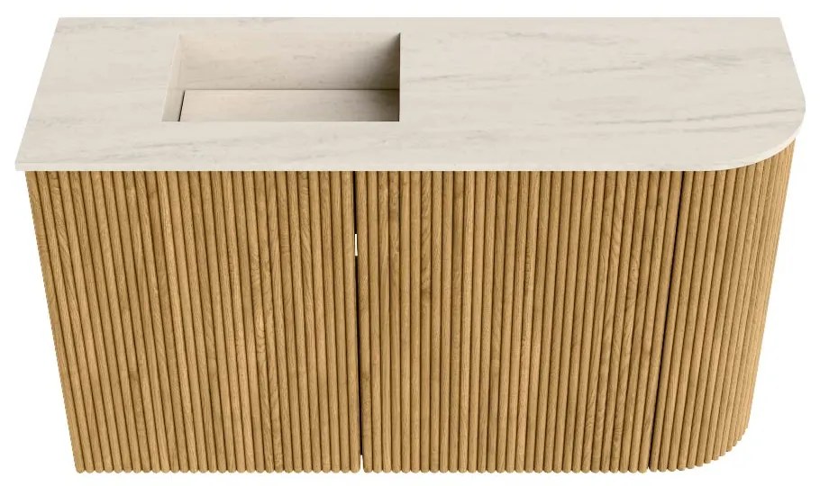 Mondiaz Joya DLux 70cm toiletmeubel ronding rechts oak met wastafel faye links zonder kraangat meli