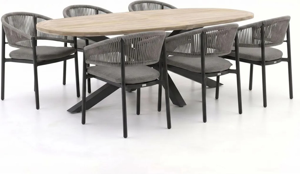 + 15% kassakorting | Diningset Bellagio  | 6 personen teakhout | Tuinset stapelbaar | 7-delig | Kees Smit Tuinmeubelen