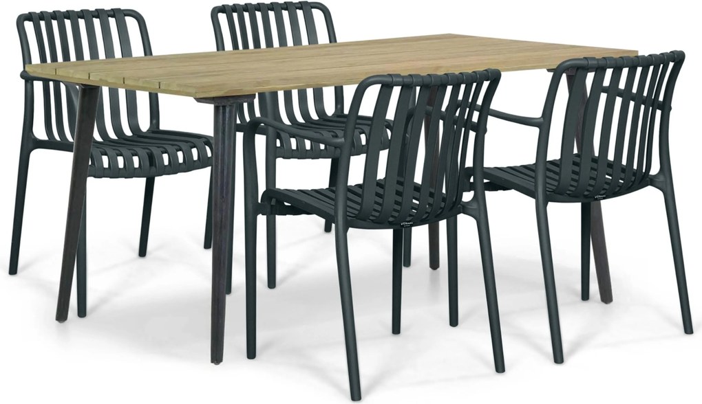 Tuinset 4 personen 180 cm Kunststof Grijs Domani Furniture Alba/Montana