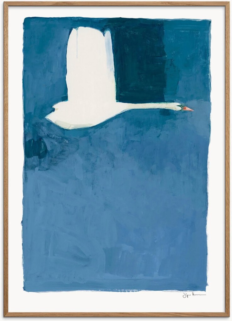 Ingelijste poster The Swan van eikenhout