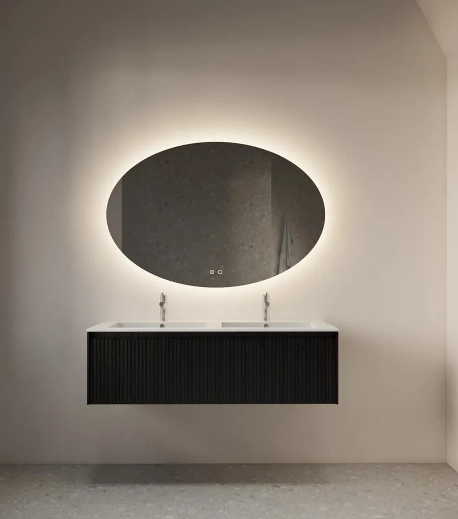Gliss Design Oval spiegel met LED-verlichting en verwarming 160x100cm