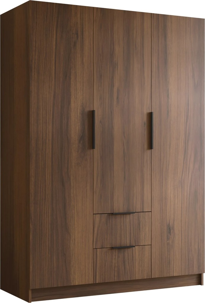Kledingkast Closico Calvron I, Zwart, Notenhout, 216x150x60cm, 168.5 kg, Kledingkast deuren: Met scharnieren