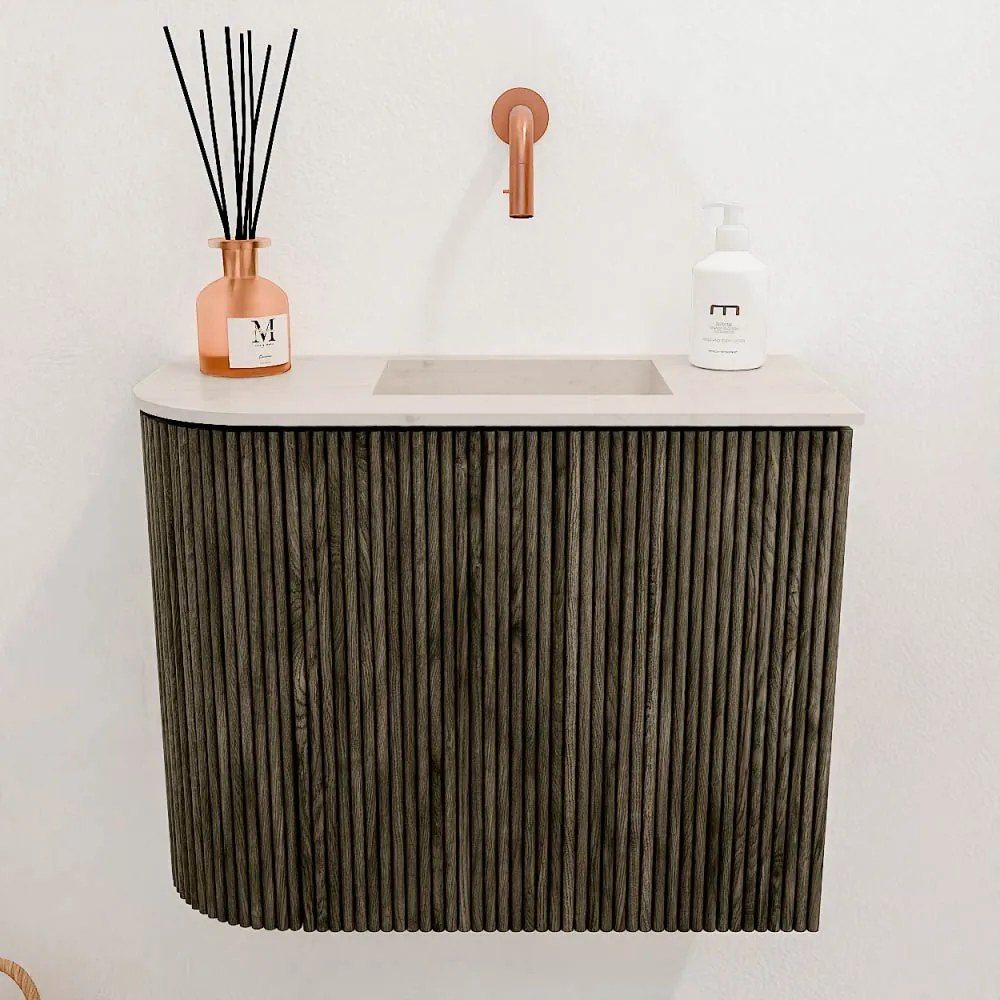 Mondiaz Joya DLux 50cm toiletmeubel ronding links shadow met wastafel faye rechts zonder kraangat meli
