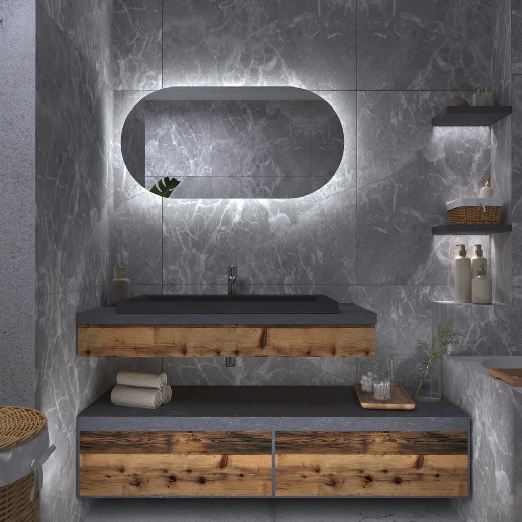 Capsulevormige spiegel met LED-verlichting G4