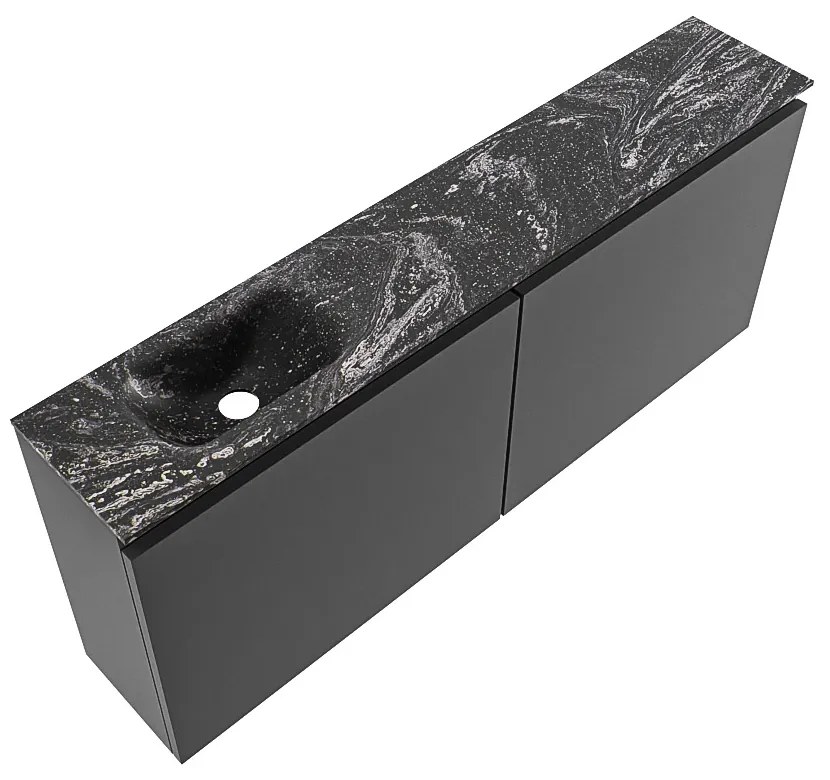 Mondiaz Ture DLux toiletmeubel 120cm dark grey met wastafel lava links met kraangat