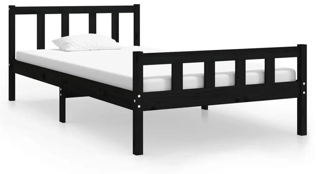 vidaXL Bedframe massief hout zwart 100x200 cm