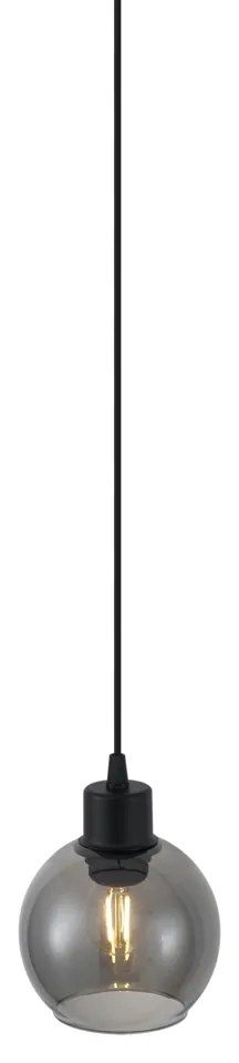 Moderne hanglamp zwart met smoke glas voor railsysteem 1-fase - Iconic Lava