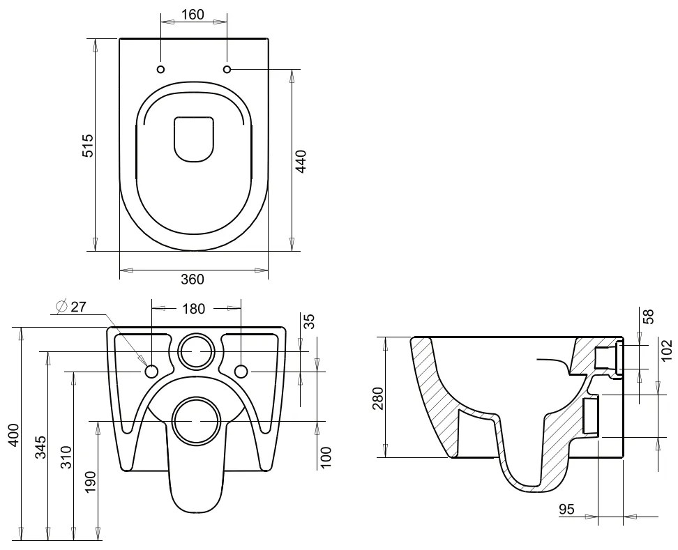 Sanigoods Acora randloos wandcloset met bidet sproeier wit