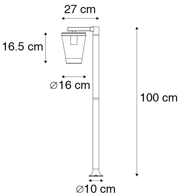 Modern buiten paaltje zwart 100 cm IP44 - Joren Modern E27 IP44 Buitenverlichting