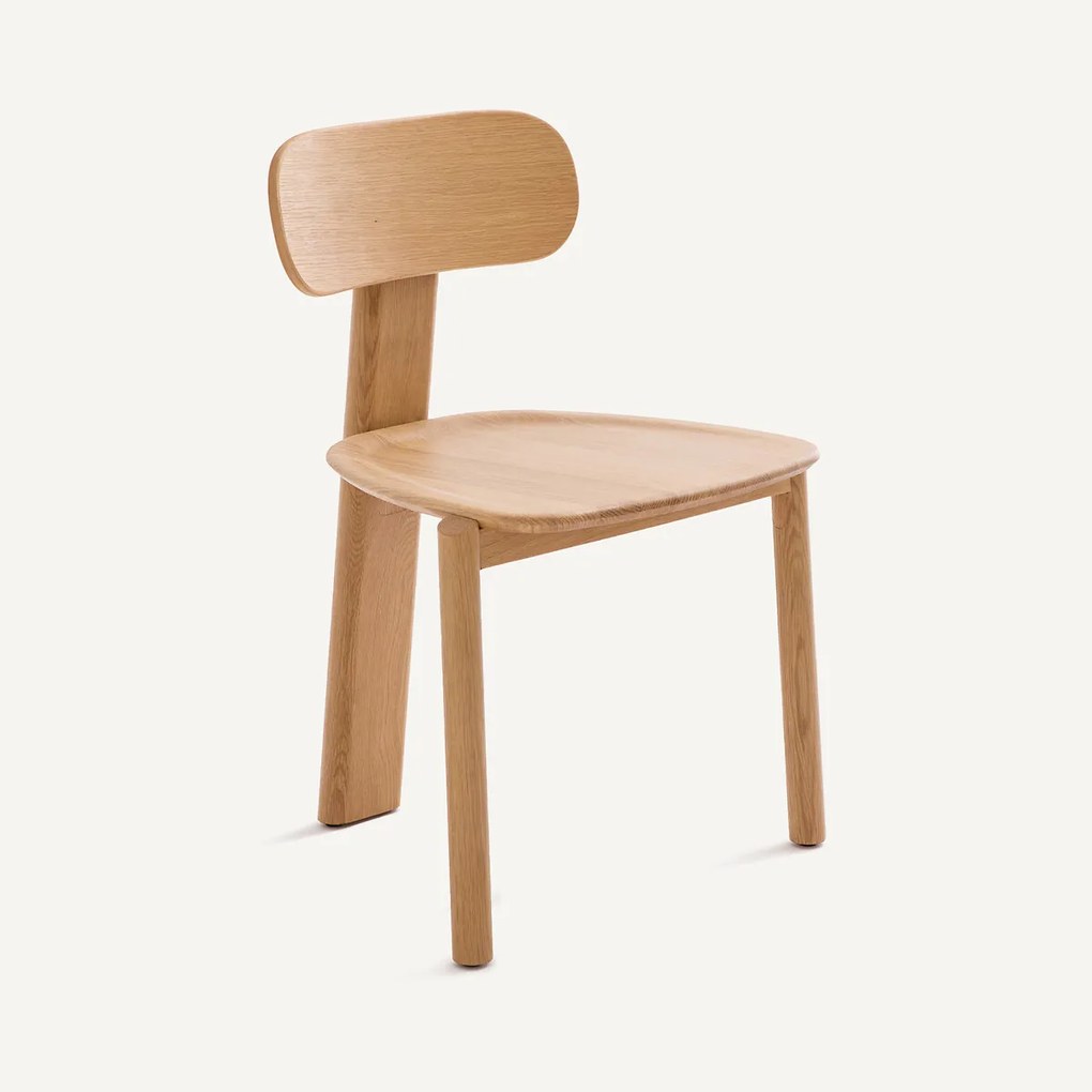 3-poot stoel, massief eiken, MARAIS, ontwerp Emmanuel Gallina