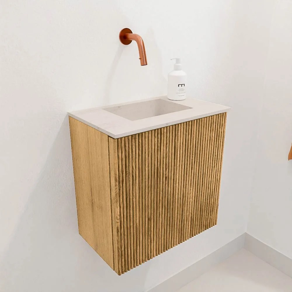 Mondiaz Joya DLux 40cm toiletmeubel oak met wastafel faye midden zonder kraangat meli