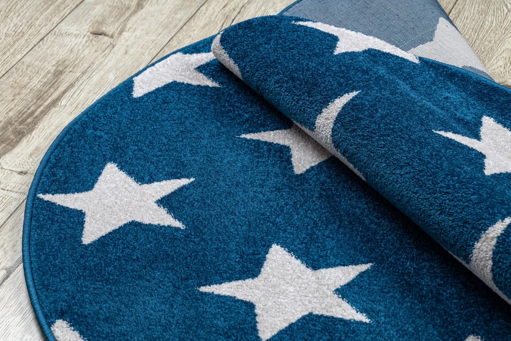 Tapijt SKETCH ROND - FA68 blauw /wit - Sterretje