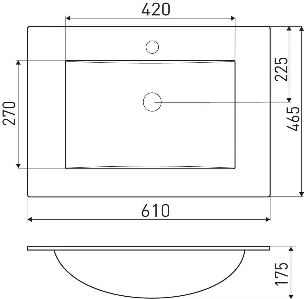 Kerra Calpe inbouw wastafel 61x46,5cm wit