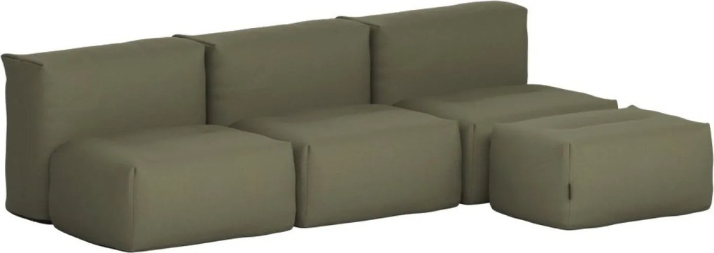 Soft Zitzak Outdoor 3 Seater Open + Pouf - Kirra Olive