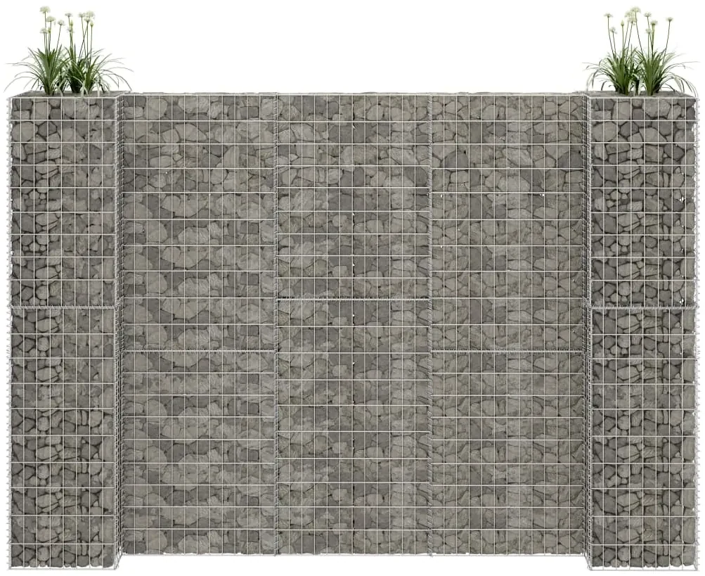 vidaXL Gabion plantenbak H-vormig 260x40x200 cm staaldraad