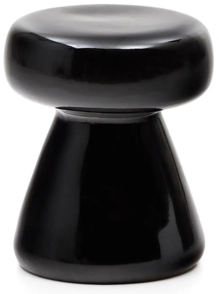 Kave Home Manya Glanzende Bijzettafel Zwart Keramiek - 38 X 38cm.