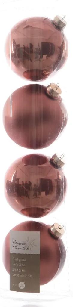 Kerstbal glas emaille-mat/100mm/marmer roze