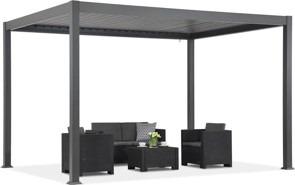 Lagos Premium 3x4 Garden Point vrijstaande terraspergola antraciet en wit