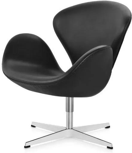 Fritz Hansen Swan Chair loungestoel zwart Classic leder