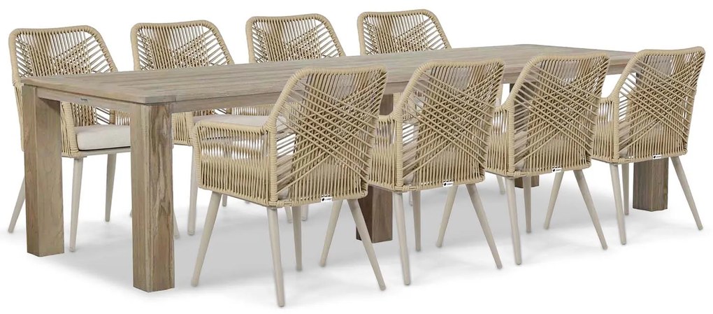 Tuinset 8 personen 300 cm Aluminium/wicker Taupe Coco Vedra/Brighton