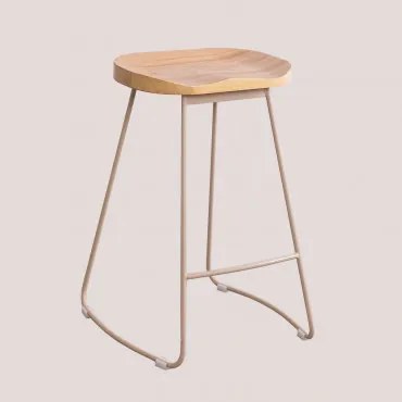 Set Van 4 Hoge Krukken Van Staal En Iepenhout Neicol Beige – Linnen & ↑65 Cm - Sklum