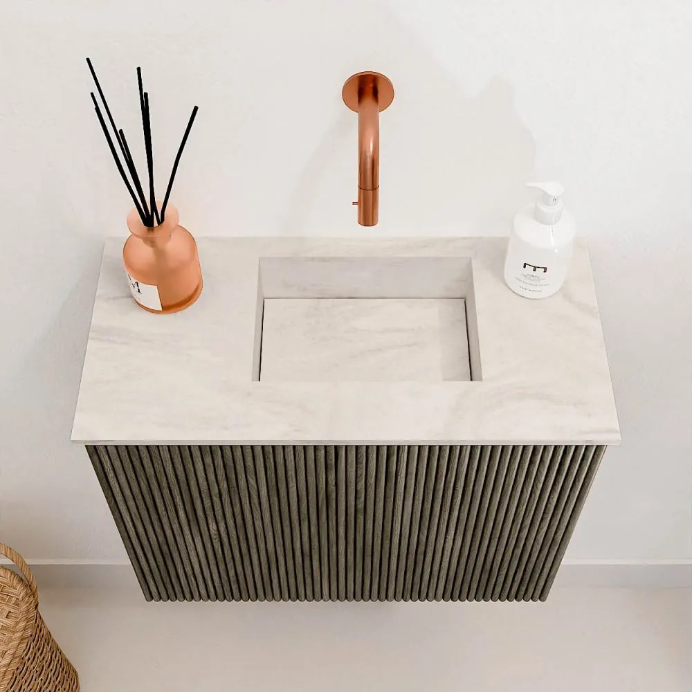 Mondiaz Joya DLux 50cm toiletmeubel shadow met wastafel faye rechts zonder kraangat ostra