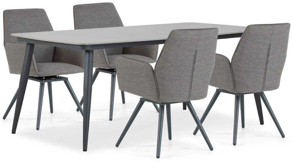 Tuinset 4 personen 180 cm Outdoor textiel Grijs Lifestyle Garden Furniture Andorra/Vienna