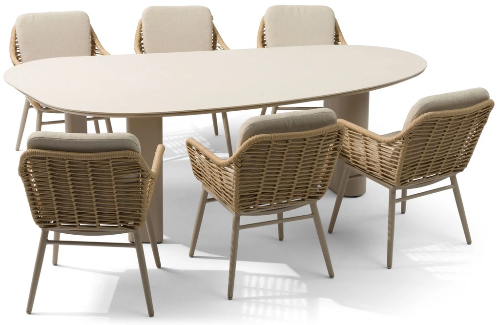 Tuinset 6 personen 240 cm Aluminium/rope Taupe Coco Antoni/Weave